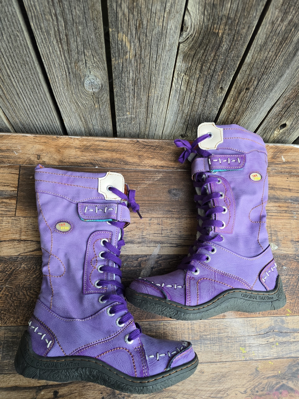 Purple Women's Lace Up Canvas Boots Size 6.5